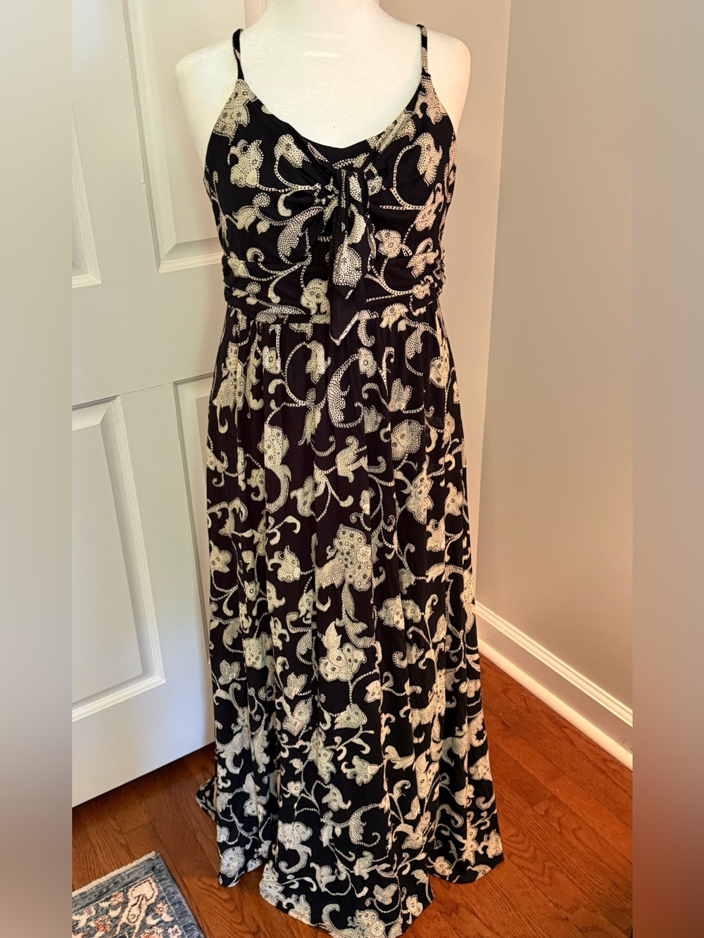 Moulinette Soeurs Black and Cream Floral Maxi Dress